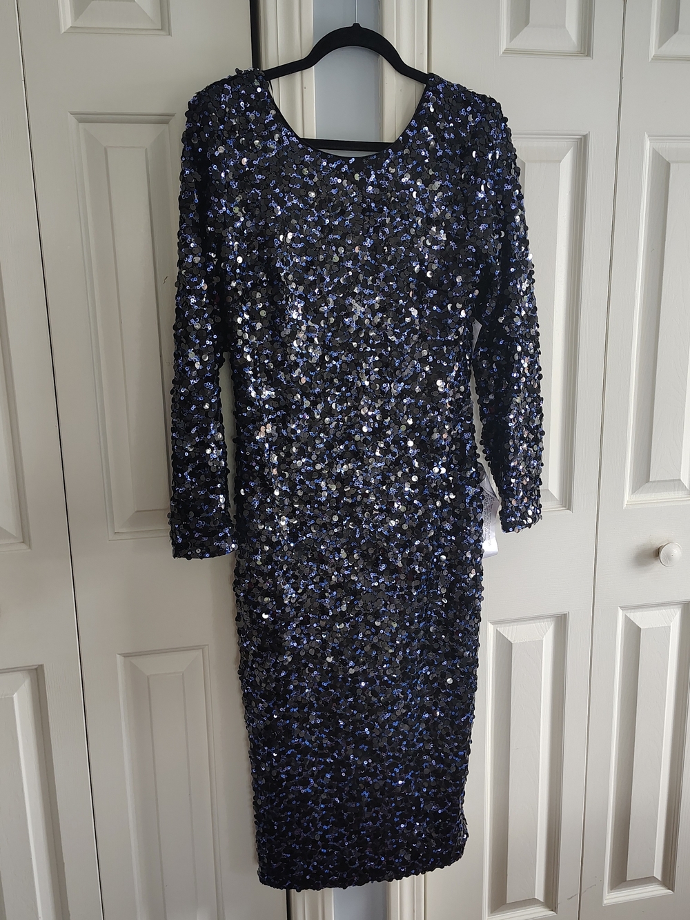 Dress The Population Sequin Dress in Navy - Elegant Long-Sleeve Dress XXL - Picture 2 of 15